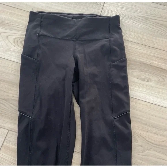 Lululemon High Rise Pocket Leggings Black Size 2 Athletic Athleisure - Picture 2 of 6